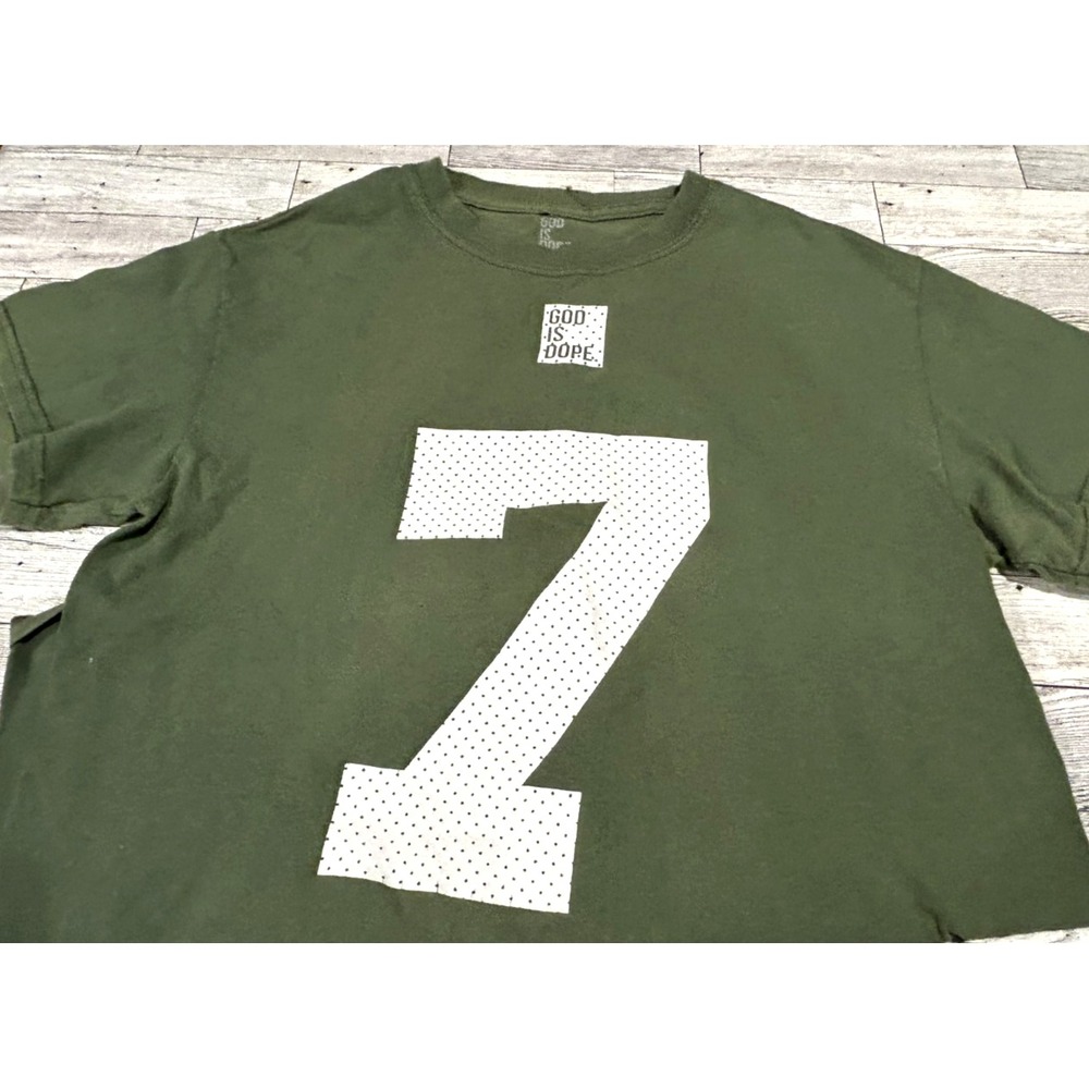 God Is Dope #7 Double‎ Sided Green Short Sleeve T-Shirt Cotton SMALL